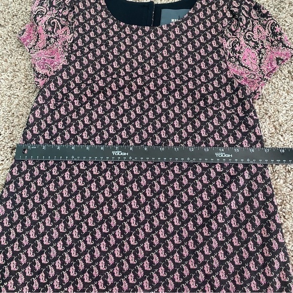 Maeve Anthropologie Pink Black Paisley Shift Dress Sz Small Short Sleeve Midi - Picture 12 of 15